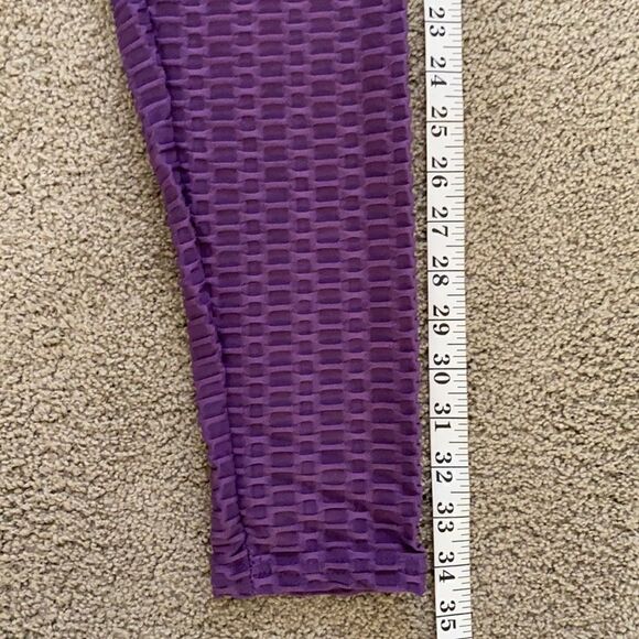 Women’s Leggings/High Waisted Yoga Pants Textured Purple Fabric Size L NEW - Picture 5 of 10